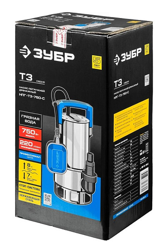 Насос дренажный для грязной воды 750 Вт, нержав. сталь ЗУБР Насос дренажный для грязной воды 750 Вт, нержав. сталь ЗУБР