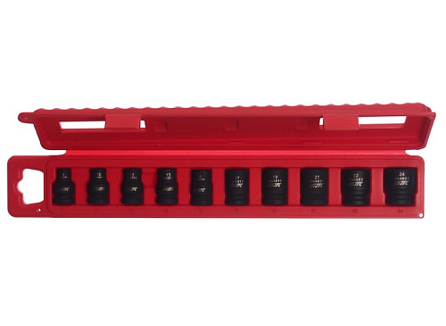 Набор головок для скругленного крепежа 1/2", 8-24 мм (10 предм) шестигранная запатентованная JTC Набор головок для скругленного крепежа 1/2", 8-24 мм (10 предм) шестигранная запатентованная JTC