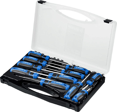 Набор отверток 11 шт в пластиковом кейсе ЗУБР Профессионал Набор отверток 11 шт в пластиковом кейсе ЗУБР Профессионал