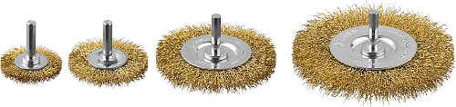 Набор щеток для дрели 4 шт дисковых витая стальная латунир. проволока 0,3 мм ЗУБР Профессионал Набор щеток для дрели 4 шт дисковых витая стальная латунир. проволока 0,3 мм ЗУБР Профессионал