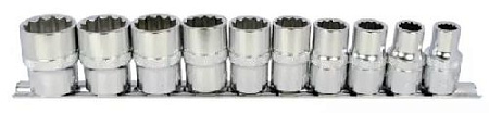 Набор головок торцевых 5-14 мм (1/4") 12 гр., 10 предм. на линейке Licota Набор головок торцевых 5-14 мм (1/4") 12 гр., 10 предм. на линейке Licota