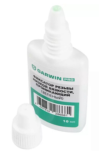 Фиксатор резьбовых соединений низкой прочности 10 мл, проникающий, зеленый GARWIN PRO Фиксатор резьбовых соединений низкой прочности 10 мл, проникающий, зеленый GARWIN PRO