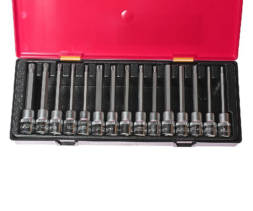 Набор головок торцевых со вставками 1/2" TORX, HEX, SPLINE 15 предм. в ложемент-кейсе JTC Набор головок торцевых со вставками 1/2" TORX, HEX, SPLINE 15 предм. в ложемент-кейсе JTC