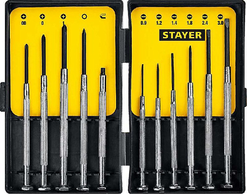 Набор отверток для точной механики 11 шт часовые STAYER Набор отверток для точной механики 11 шт часовые STAYER