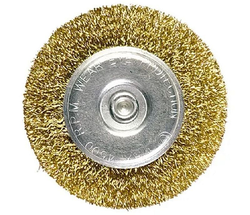 Щетка дисковая 50 мм для дрели, витая стальная латунированная проволока MATRIX Щетка дисковая 50 мм для дрели, витая стальная латунированная проволока MATRIX