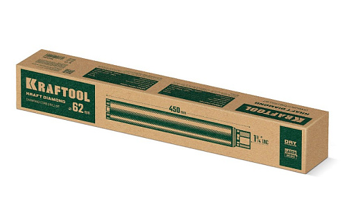 Коронка алмазная по железобетону 62 мм, 450 мм, 1 1/4″, лазерная сварка сегментов KRAFTOOL Коронка алмазная по железобетону 62 мм, 450 мм, 1 1/4″, лазерная сварка сегментов KRAFTOOL