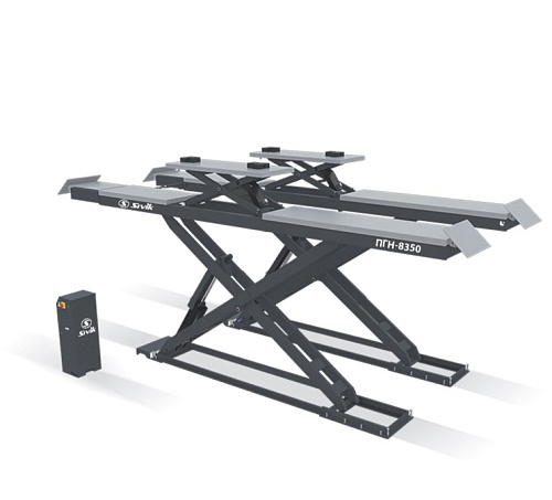 Подъемник ножничный 5,0 т для сход-развала с подъемником второго уровня с люфт-детект ПГН-8350 SIVIK Подъемник ножничный 5,0 т для сход-развала с подъемником второго уровня с люфт-детект ПГН-8350 SIVIK