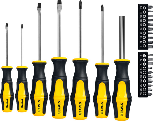 Набор отверток и бит 27 предметов в кейсе STAYER Hercules-K27 Набор отверток и бит 27 предметов в кейсе STAYER Hercules-K27