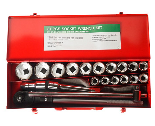 Набор головок торцевых 19-50 мм (3/4") 6 гр., 21 предм. JTC-H621M Набор головок торцевых 19-50 мм (3/4") 6 гр., 21 предм. JTC-H621M