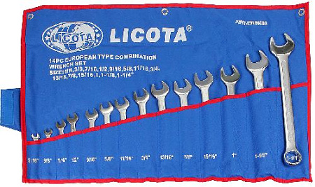 Набор ключей комбинированных 5/16"-1 1/4" (14 шт.) CrV в скрутке Licota Набор ключей комбинированных 5/16"-1 1/4" (14 шт.) CrV в скрутке Licota