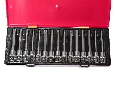Набор головок торцевых со вставками 1/2" TORX, HEX, SPLINE 15 предм. в ложемент-кейсе JTC Набор головок торцевых со вставками 1/2" TORX, HEX, SPLINE 15 предм. в ложемент-кейсе JTC