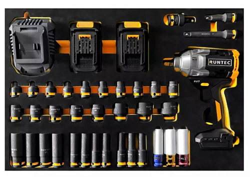 Тележка инструментальная 7 полок, 259 предм, с аккум. гайковертом RUNTEC Performance Тележка инструментальная 7 полок, 259 предм, с аккум. гайковертом RUNTEC Performance