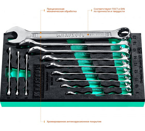 Набор ключей комбинированных 6-22 мм (12 шт.) в ложементе EVA KRAFTOOL Набор ключей комбинированных 6-22 мм (12 шт.) в ложементе EVA KRAFTOOL