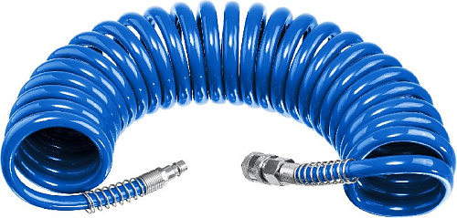 Шланг спиральный воздушный 5 м (6*8 мм) полиуретан, 15 бар, с фитингами рапид ЗУБР Профессионал Шланг спиральный воздушный 5 м (6*8 мм) полиуретан, 15 бар, с фитингами рапид ЗУБР Профессионал