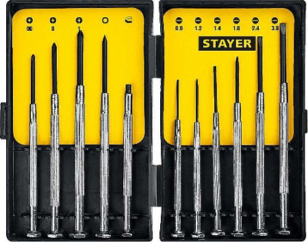 Набор отверток для точной механики 11 шт часовые STAYER Набор отверток для точной механики 11 шт часовые STAYER