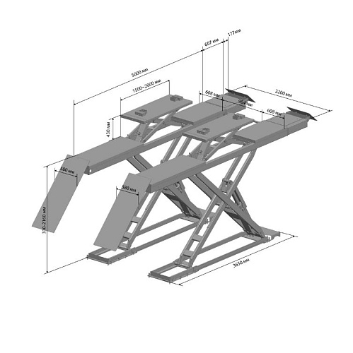 Подъемник ножничный 5,0 т для сход-развала с подъемником второго уровня с люфт-детект ПГН-8350 SIVIK Подъемник ножничный 5,0 т для сход-развала с подъемником второго уровня с люфт-детект ПГН-8350 SIVIK