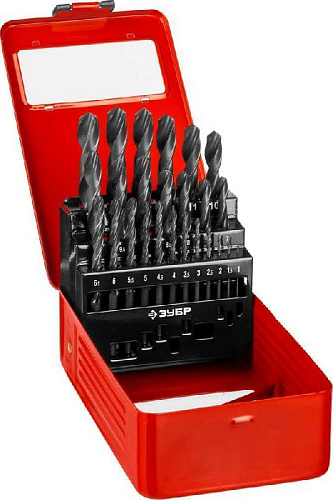 Набор сверл по металлу 1-13 мм (25 шт.) Р4М2, класс В ЗУБР Мастер Набор сверл по металлу 1-13 мм (25 шт.) Р4М2, класс В ЗУБР Мастер