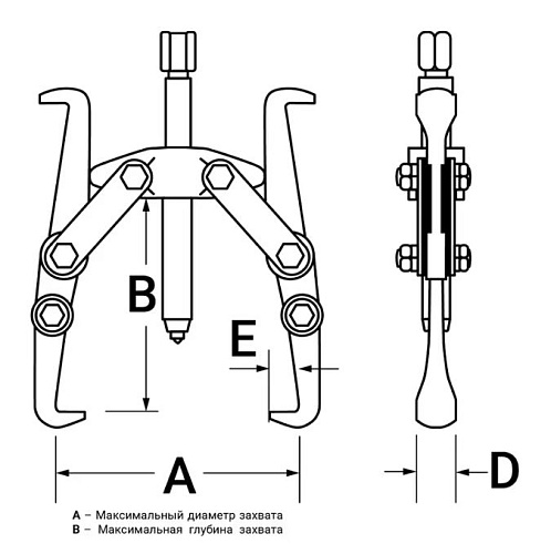 Съемник подшипников двухлапый шарнирный 240 мм (10") ТЕХРИМ Съемник подшипников двухлапый шарнирный 240 мм (10") ТЕХРИМ