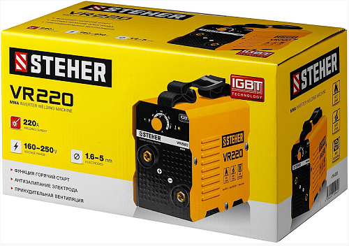 Инвертор сварочный 220 А, ММА, IGBT, горячий старт STEHER Инвертор сварочный 220 А, ММА, IGBT, горячий старт STEHER