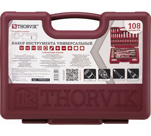 Набор инструмента 108 предм (1/4", 1/2") 12 гр.Thorvik UTS0108/12 Набор инструмента 108 предм (1/4", 1/2") 12 гр.Thorvik UTS0108/12