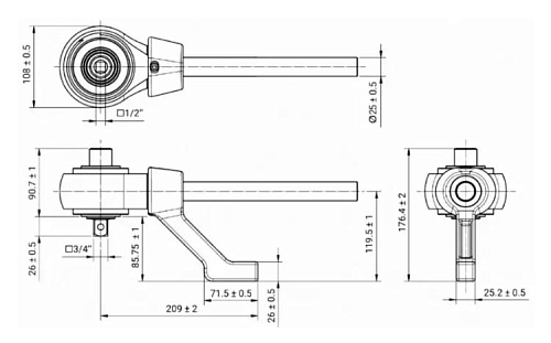Мультипликатор (усилитель крутящего момента) 1:5, 1/2" х 3/4" 1500 Нм Garwin Мультипликатор (усилитель крутящего момента) 1:5, 1/2" х 3/4" 1500 Нм Garwin