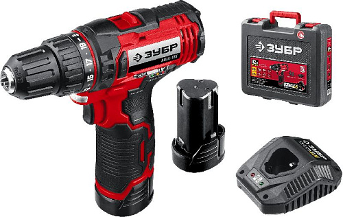 Дрель-шуруповерт аккумуляторная 12 В, 30 Нм, 2*2 Ач в кейсе ЗУБР Мастер Дрель-шуруповерт аккумуляторная 12 В, 30 Нм, 2*2 Ач в кейсе ЗУБР Мастер
