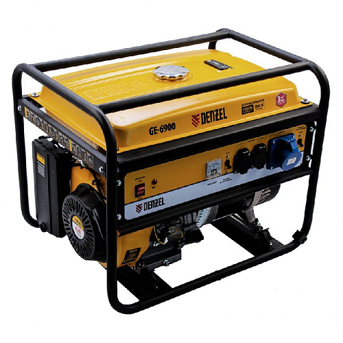 Генератор бензиновый с ручным стартером 5,5 кВт, 230 В Denzel GE 6900 Генератор бензиновый с ручным стартером 5,5 кВт, 230 В Denzel GE 6900