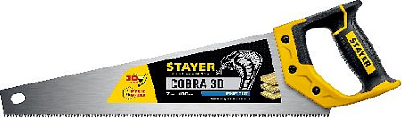 Ножовка по дереву 400 мм, 7 TPI STAYER Cobra 3D Ножовка по дереву 400 мм, 7 TPI STAYER Cobra 3D