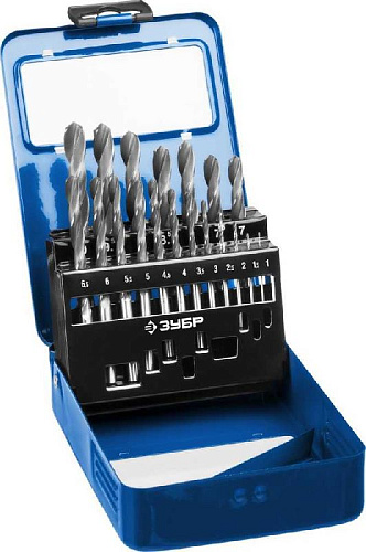 Набор сверл по металлу 1-10 мм (19 шт.) Р6М5, класс В ЗУБР ПРОФ-В Набор сверл по металлу 1-10 мм (19 шт.) Р6М5, класс В ЗУБР ПРОФ-В