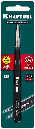 Пинцет 135 мм прямой антимагнитный, антистатический, прецизионный KRAFTOOL Пинцет 135 мм прямой антимагнитный, антистатический, прецизионный KRAFTOOL