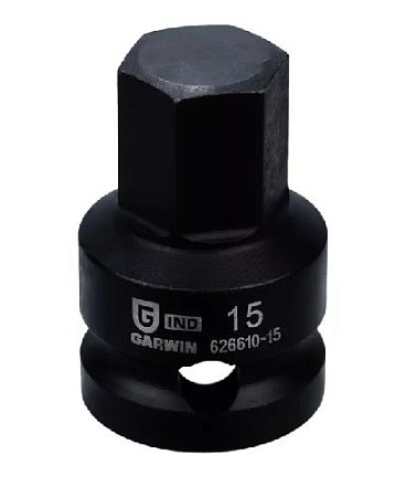 Головка торцевая ударная HEX 1/2" H15 мм L=38 мм Garwin Головка торцевая ударная HEX 1/2" H15 мм L=38 мм Garwin