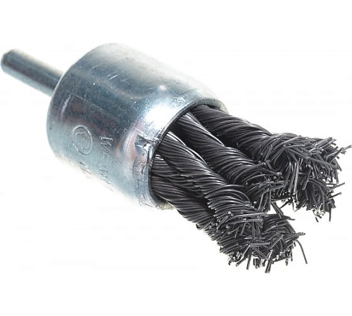 Щетка чашечная 30 мм для дрели со шпилькой крученая металлическая проволока MATRIX Щетка чашечная 30 мм для дрели со шпилькой крученая металлическая проволока MATRIX