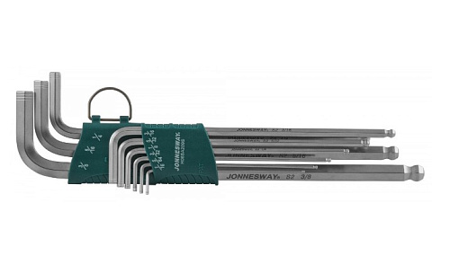 Набор ключей шестигранных угловых удлиненных с шаром 1/16"-3/8" (9 шт) Jonnesway H06SA209S Набор ключей шестигранных угловых удлиненных с шаром 1/16"-3/8" (9 шт) Jonnesway H06SA209S