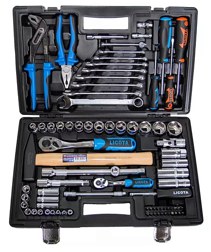 Набор инструмента 81 предм. (1/4", 1/2") 6-гр. в пластиковом кейсе Licota Набор инструмента 81 предм. (1/4", 1/2") 6-гр. в пластиковом кейсе Licota