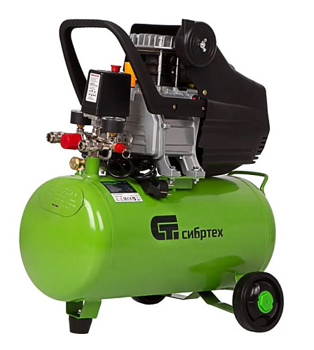 Компрессор масляный прямой привод 24 л, 1,5 кВт, 198 л/мин с аксессуарами Сибртех КК-1500/24 ПЛЮС Компрессор масляный прямой привод 24 л, 1,5 кВт, 198 л/мин с аксессуарами Сибртех КК-1500/24 ПЛЮС