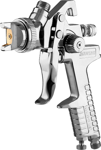 Краскопульт с верхним бачком 600 мл, HVLP, дюза 1,4 мм STAYER AirPro G Краскопульт с верхним бачком 600 мл, HVLP, дюза 1,4 мм STAYER AirPro G