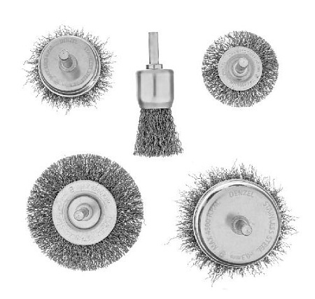 Набор щеток для дрели 5 шт. (2 диск 50-75мм, 3 Чашки 25-50-75мм, шпилька) нерж.вит.пров Denzel Набор щеток для дрели 5 шт. (2 диск 50-75мм, 3 Чашки 25-50-75мм, шпилька) нерж.вит.пров Denzel