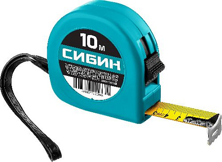 Рулетка 10 м*25 мм в пластиковом корпусе СИБИН Рулетка 10 м*25 мм в пластиковом корпусе СИБИН