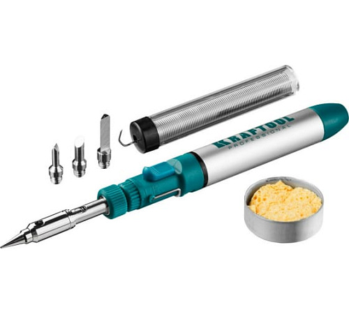 Паяльник газовый 30-70 Вт, 1300°С горелка, фен, набор 8 в 1 KRAFTOOL SolderGas Паяльник газовый 30-70 Вт, 1300°С горелка, фен, набор 8 в 1 KRAFTOOL SolderGas