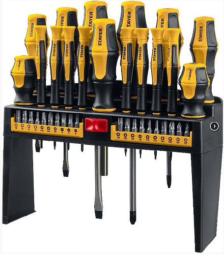 Набор отверток и бит 37 предметов с держателем STAYER Hercules-PRO-37 Набор отверток и бит 37 предметов с держателем STAYER Hercules-PRO-37