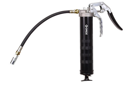 Шприц для смазки рычажно-плунжерный 500 мл пистолетного типа (шланг, насадка, клапан сброса) GROZ Шприц для смазки рычажно-плунжерный 500 мл пистолетного типа (шланг, насадка, клапан сброса) GROZ