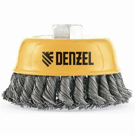 Щетка чашечная 100 мм/М14, крученая нержавеющая проволока 0,5 мм., Denzel Щетка чашечная 100 мм/М14, крученая нержавеющая проволока 0,5 мм., Denzel