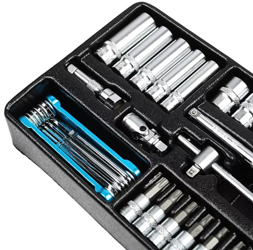 Набор головок торцевых 4-13 мм (1/4") 6 гр., 51 предм., в ложементе Licota Набор головок торцевых 4-13 мм (1/4") 6 гр., 51 предм., в ложементе Licota