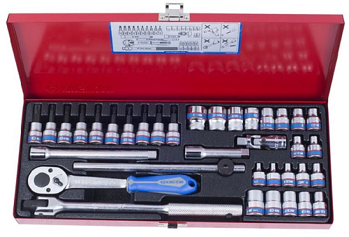 Набор головок торцевых 6-19 мм (3/8") 6 гр, 36 предм, ложемент-кейс KING TONY 3534MR Набор головок торцевых 6-19 мм (3/8") 6 гр, 36 предм, ложемент-кейс KING TONY 3534MR