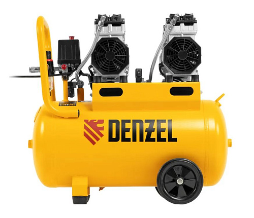 Компрессор безмасляный 50 л, 1,5 кВт (2х0,75), 260 л/мин, 8 бар,230В, малошумный Denzel DLS 1500/50 Компрессор безмасляный 50 л, 1,5 кВт (2х0,75), 260 л/мин, 8 бар,230В, малошумный Denzel DLS 1500/50