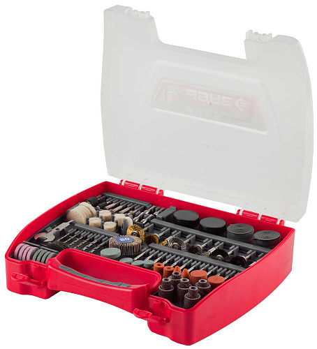 Набор мини-насадок для граверов 220 предм. в кейсе ЗУБР Набор мини-насадок для граверов 220 предм. в кейсе ЗУБР