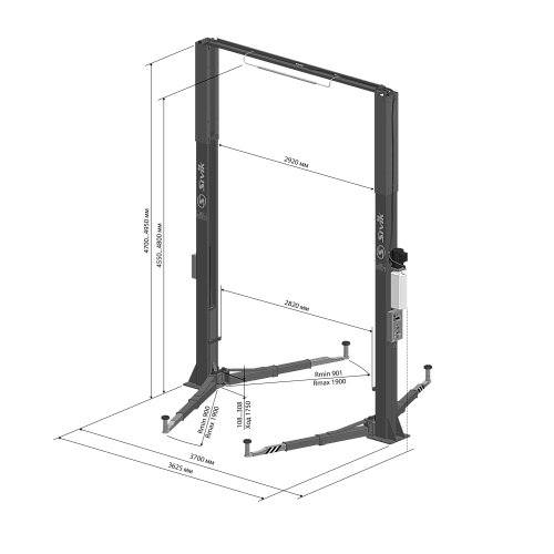 Подъемник 2-стоечный 5,0 т с верхней синхронизацией 4962 мм 380 В SIVIK ПГА-5000/1 Подъемник 2-стоечный 5,0 т с верхней синхронизацией 4962 мм 380 В SIVIK ПГА-5000/1