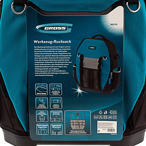 Рюкзак для инструмента 360х205х470 мм, 77 карманов, пластиковое дно Gross Experte Рюкзак для инструмента 360х205х470 мм, 77 карманов, пластиковое дно Gross Experte
