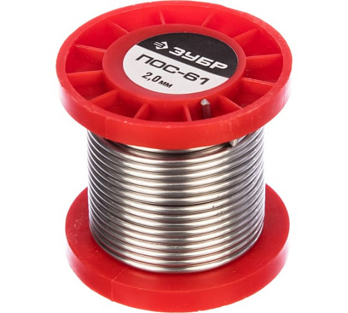 Припой ПОС 61 проволока 100 г, 2 мм ЗУБР Припой ПОС 61 проволока 100 г, 2 мм ЗУБР