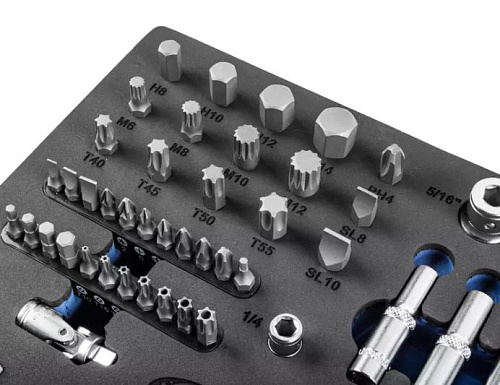 Набор инструмента 144 предм (1/4", 1/2") 6-гран. в ложементе EVA Licota Набор инструмента 144 предм (1/4", 1/2") 6-гран. в ложементе EVA Licota